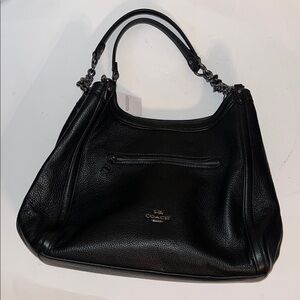 Coach NWT Kristy Black Pebbled Leather Shoulder Bag with gun metal Chain Straps